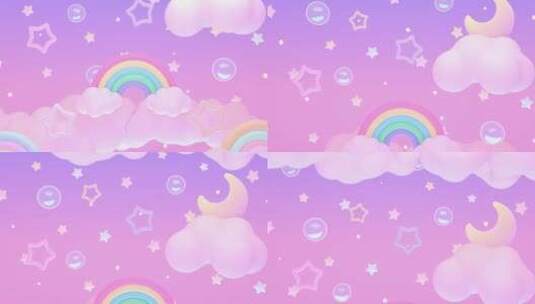 美丽梦幻般的卡通彩虹天空高清在线视频素材下载