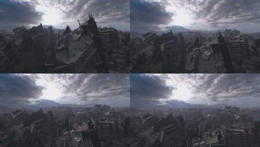地震或战争后被毁的城市，鸟瞰图。高清在线视频素材下载