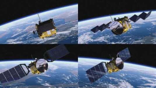 人造卫星绕地球飞行高清在线视频素材下载