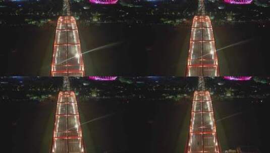 广东佛山东平大桥夜景灯光航拍高清在线视频素材下载