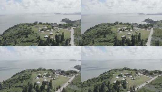 「有版权」原创航拍鸡山岛露营基地4K3高清在线视频素材下载