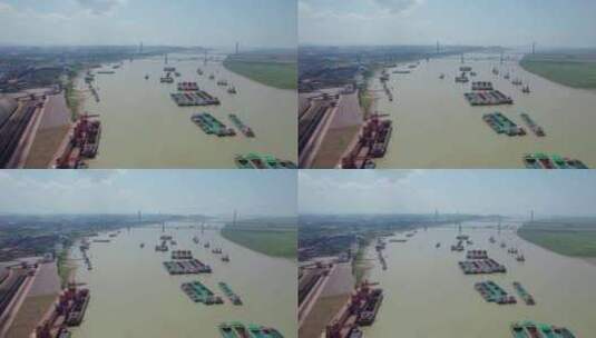 中国湖南省岳阳洞庭湖航运货轮高清在线视频素材下载