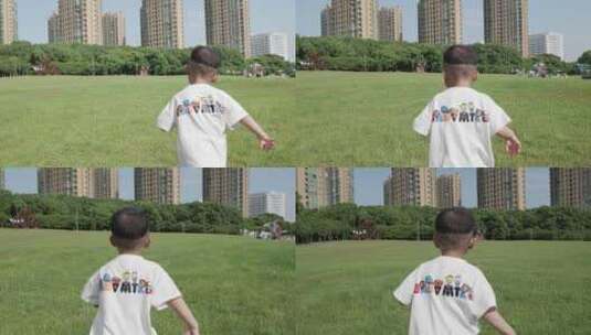 孩子在草坪上快乐奔跑8高清在线视频素材下载