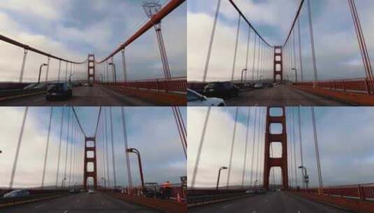4K - 第一视角驾车行驶在旧金山金门大桥高清在线视频素材下载