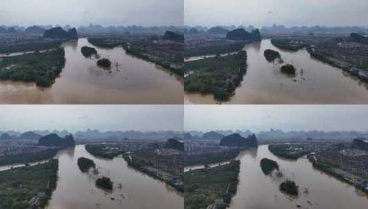 桂林夏季洪水暴雨后高清在线视频素材下载