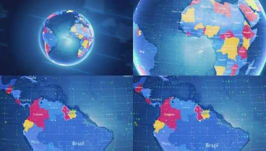 数字时尚世界地图国家缩放圭亚那高清在线视频素材下载
