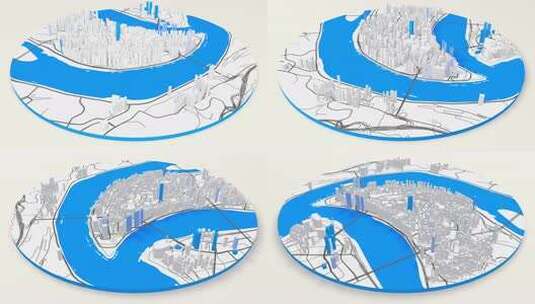 3d模型重庆地图背景循环。围绕中国城市空高清在线视频素材下载