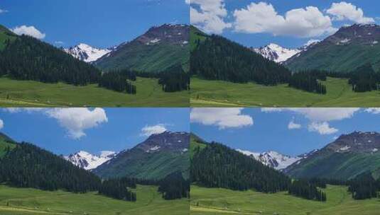 延时内蒙古大草原雪山草地森林自然风景夏天高清在线视频素材下载