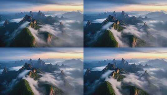 航拍山峰云海仙境云贵高原高山山脉自然风景高清在线视频素材下载