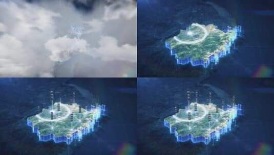 33 科技蓝暗调三维卫星地图 - 浙江省高清AE视频素材下载