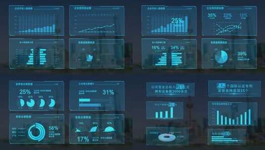 14组蓝色科技数据图表HUD高清AE视频素材下载