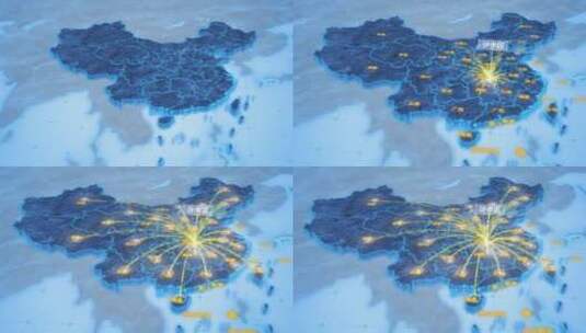 荆州市沙市区辐射全国网络地图ae模板高清AE视频素材下载