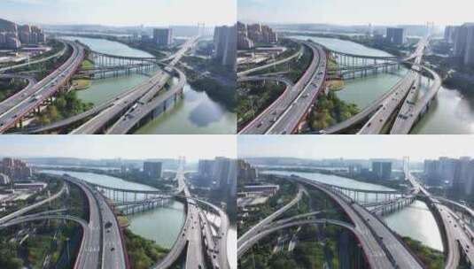 福州国货互通立交桥大景航拍高清在线视频素材下载