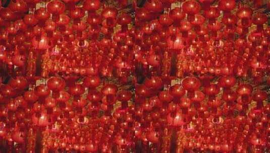 中国新年传统寺庙装饰与中国灯笼唐人街曼谷高清在线视频素材下载
