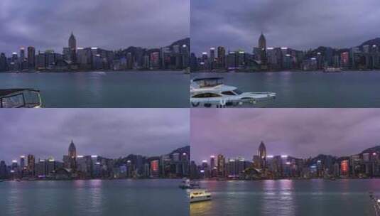 香港中环维多利亚港日转夜延时新年宣传片高清在线视频素材下载