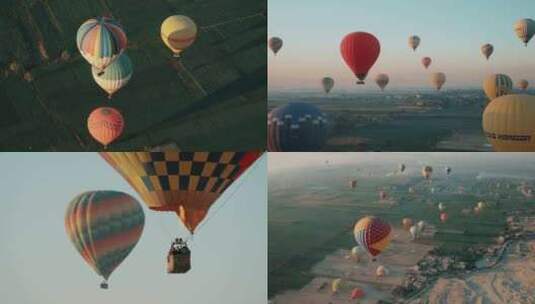 埃及热气球卢克索上空风景高清在线视频素材下载