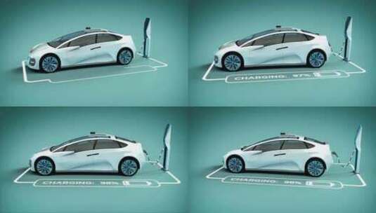新能源汽车充电概念动画高清在线视频素材下载