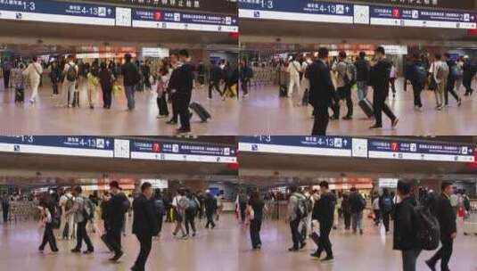 北京西站进站乘车的乘客高清在线视频素材下载