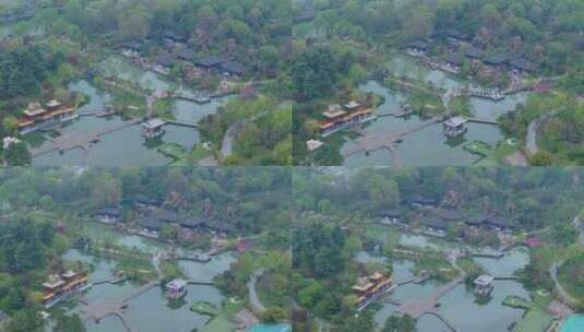 航拍烟雨江南扬州瘦西湖风景区高清在线视频素材下载