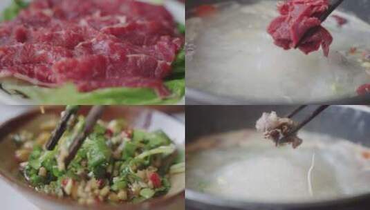 清汤牛肉火锅豆腐沾水高清在线视频素材下载