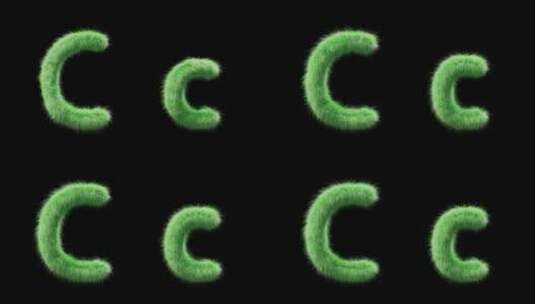 大写和小写绿色字母C的3D动画高清在线视频素材下载
