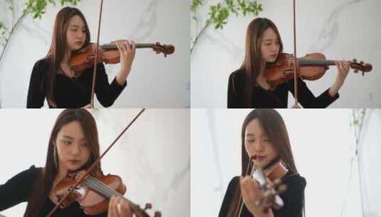 女孩拉小提琴1高清在线视频素材下载