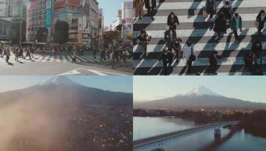 日本东京街头人群 富士山高清在线视频素材下载