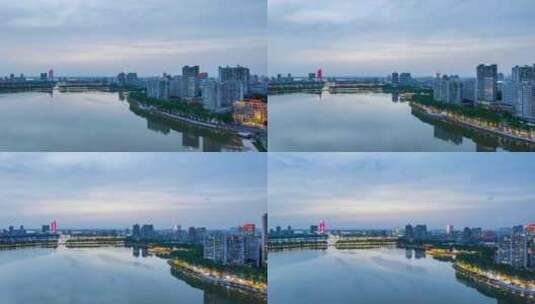 九江两湖风景傍晚航拍延时高清在线视频素材下载