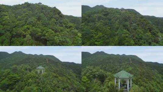 航拍深圳坪山金龟村金田山顶长寿亭风景高清在线视频素材下载