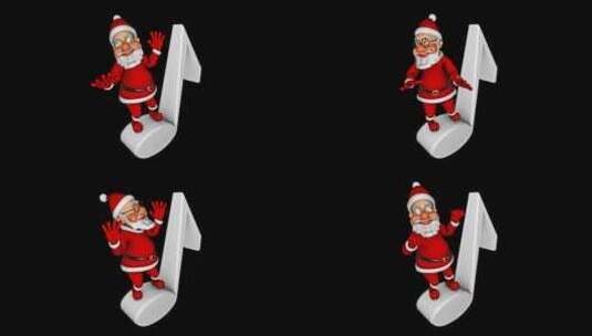 圣诞老人3D角色-音乐音符上的舞蹈高清在线视频素材下载