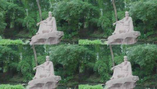 四川眉山三苏祠苏轼苏东坡雕塑雕像白昼实时高清在线视频素材下载