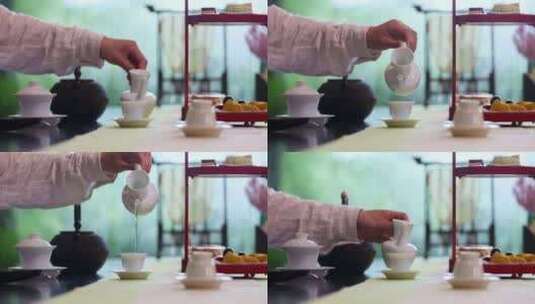 茶楼茶叶冲泡泡茶春茶茶汤高清在线视频素材下载