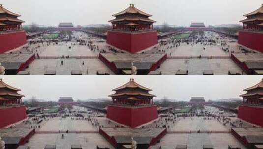 北京紫禁城广场上的游客高清在线视频素材下载