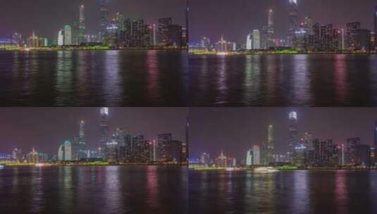 广州夜间城市景观延时高清在线视频素材下载