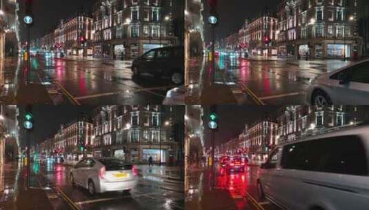 雨夜街道的交通高清在线视频素材下载