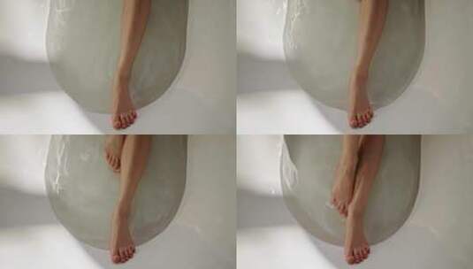 浴缸里泡过水的女人脚高清在线视频素材下载