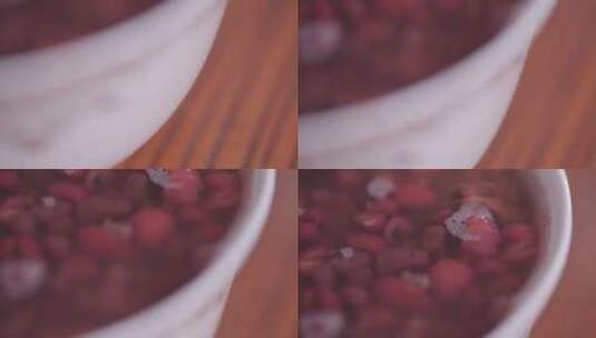 实木桌子上放祛湿红豆粥 (9)高清在线视频素材下载