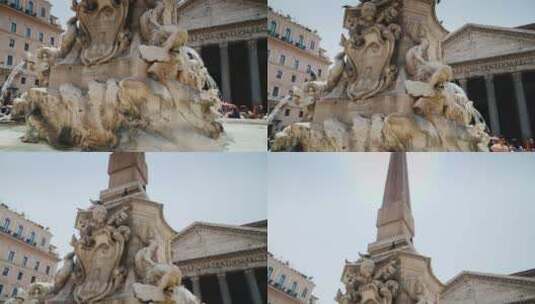 广场上的万神殿喷泉高清在线视频素材下载