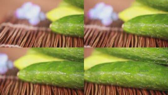 有机蔬菜鲜嫩黄瓜高清在线视频素材下载