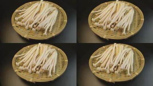 4K海鲜菇白玉菇食用菌高清在线视频素材下载