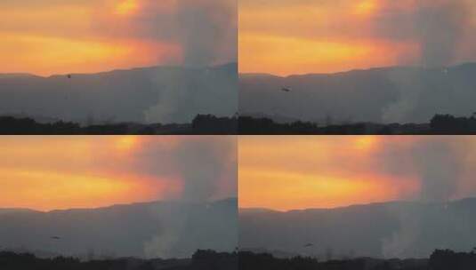 直升机赶往森林灭火高清在线视频素材下载