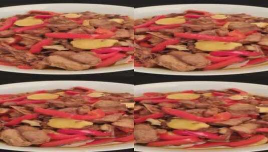 红辣椒炒肉家常菜4k旋转展示高清在线视频素材下载