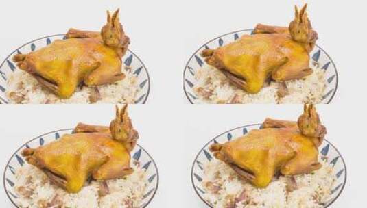 乳鸽焖饭特色美食4k视频滑轨平移高清在线视频素材下载