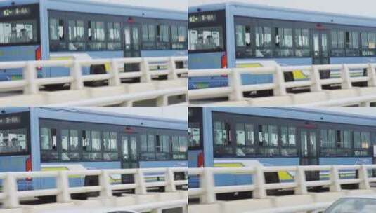 快速行驶的厦门公交大巴高清在线视频素材下载
