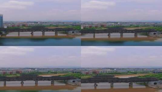 航拍侗族少数民族特色建筑风雨桥高清在线视频素材下载