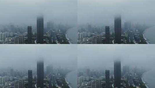 上海北外滩阴天城市航拍素材高清在线视频素材下载