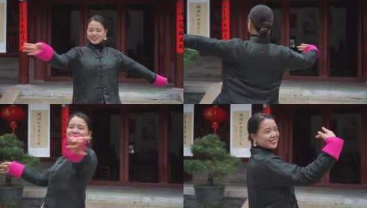 中式胡同四合院女人舞蹈高清在线视频素材下载