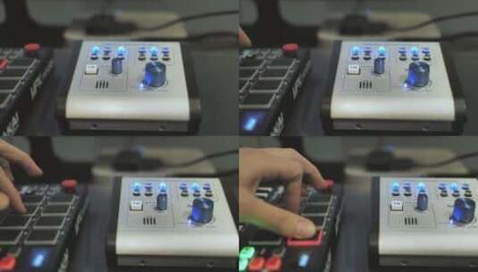 用MIDI控制器演奏音乐的手高清在线视频素材下载