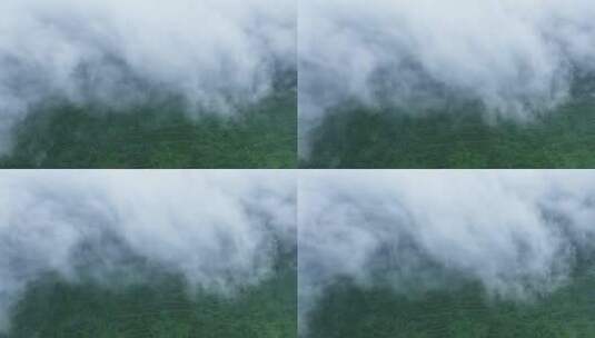 俯拍山间流动的白色云海高清在线视频素材下载