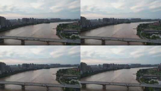 4k航拍衡阳船山路湘江大桥高清在线视频素材下载